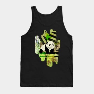 Panda Cub Abstract mixed media digital art collage Tank Top